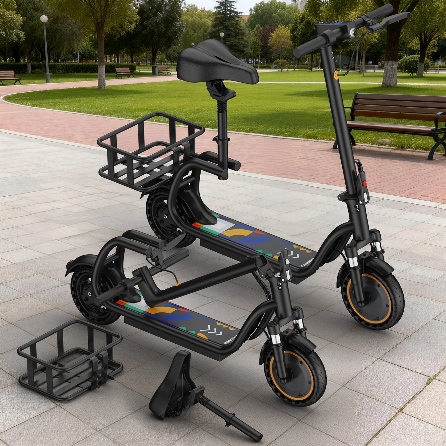 8.5'' Electric Scooter with Seat & Basket