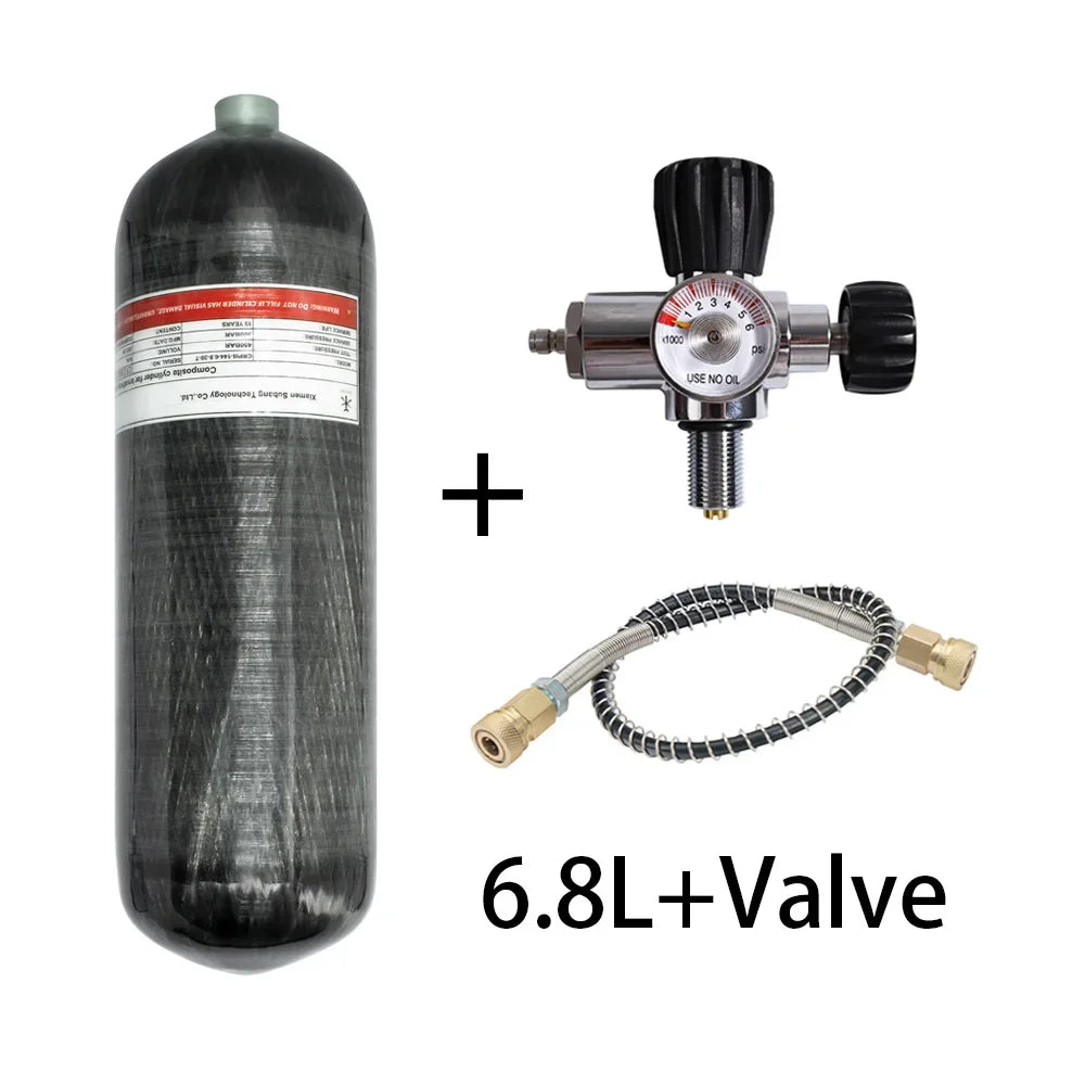6.8L Carbon Fiber Cylinder with Regulating Valve HPA Tank 4500psi High Pressure Cylinder for Scuba Diving