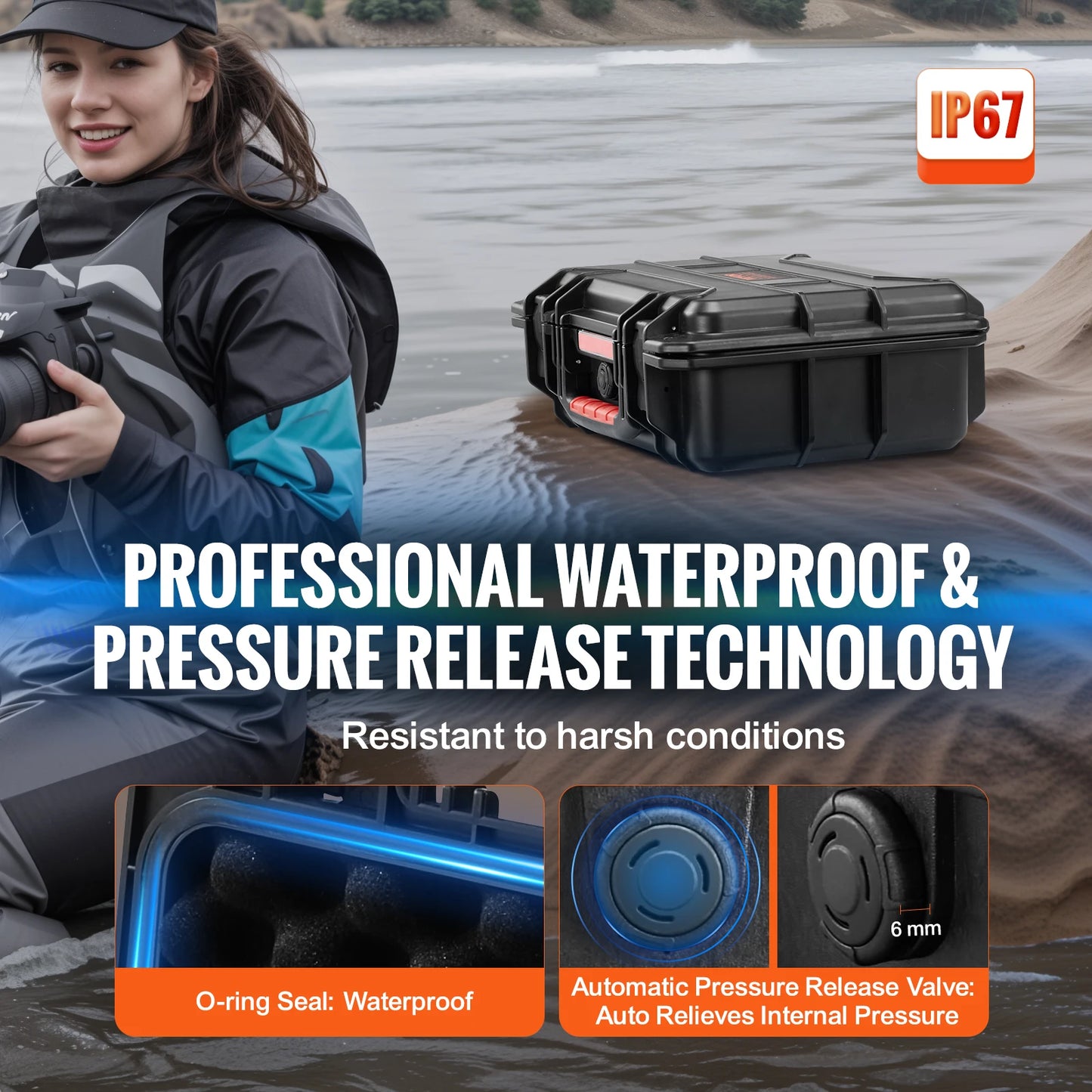 Weatherproof Heavy Duty Protective Case w/ Pre-cut Foam