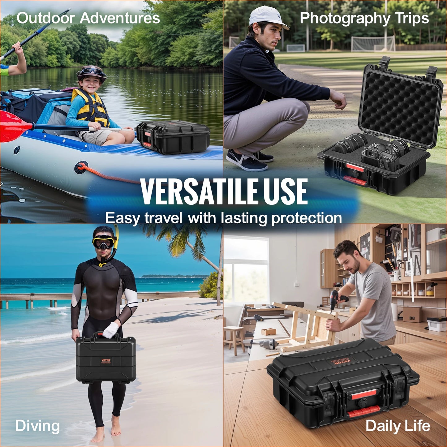 Weatherproof Heavy Duty Protective Case w/ Pre-cut Foam