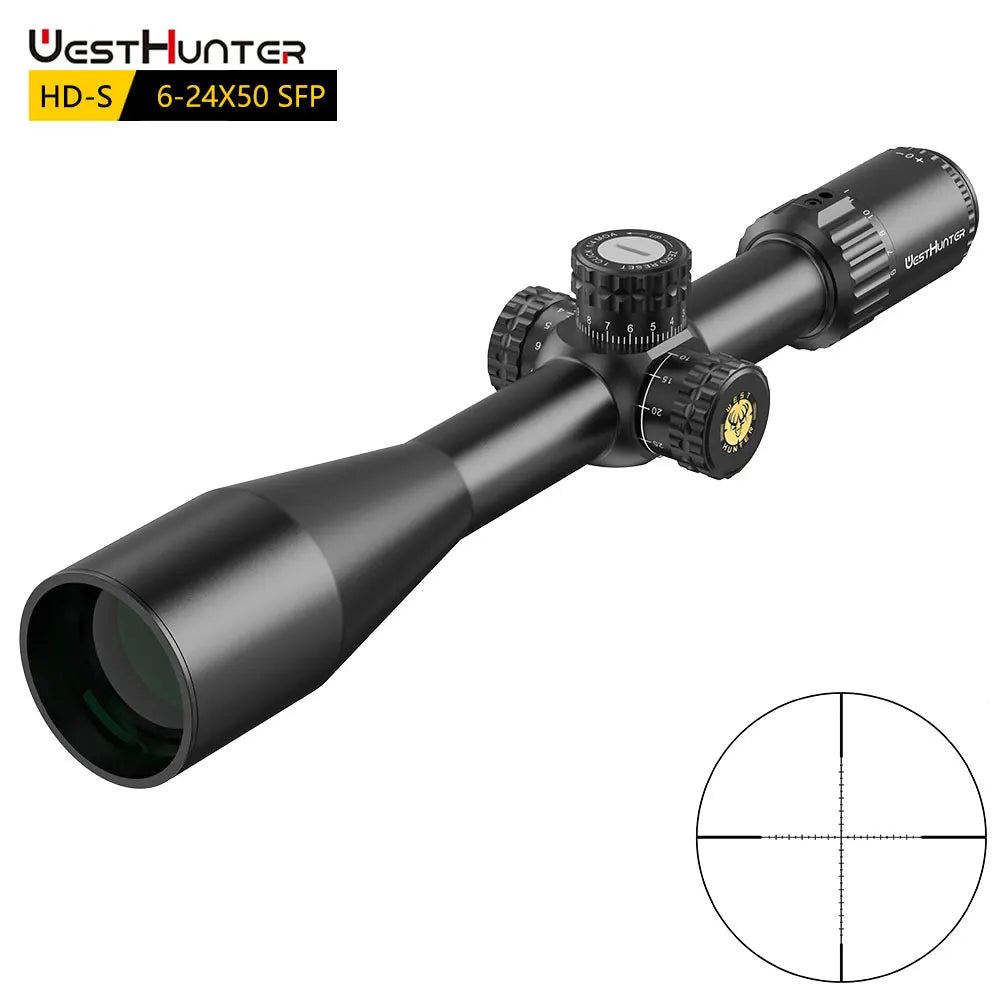 24X50 SFP Riflescope Second Focal Plane Side Parallax Optical Sights