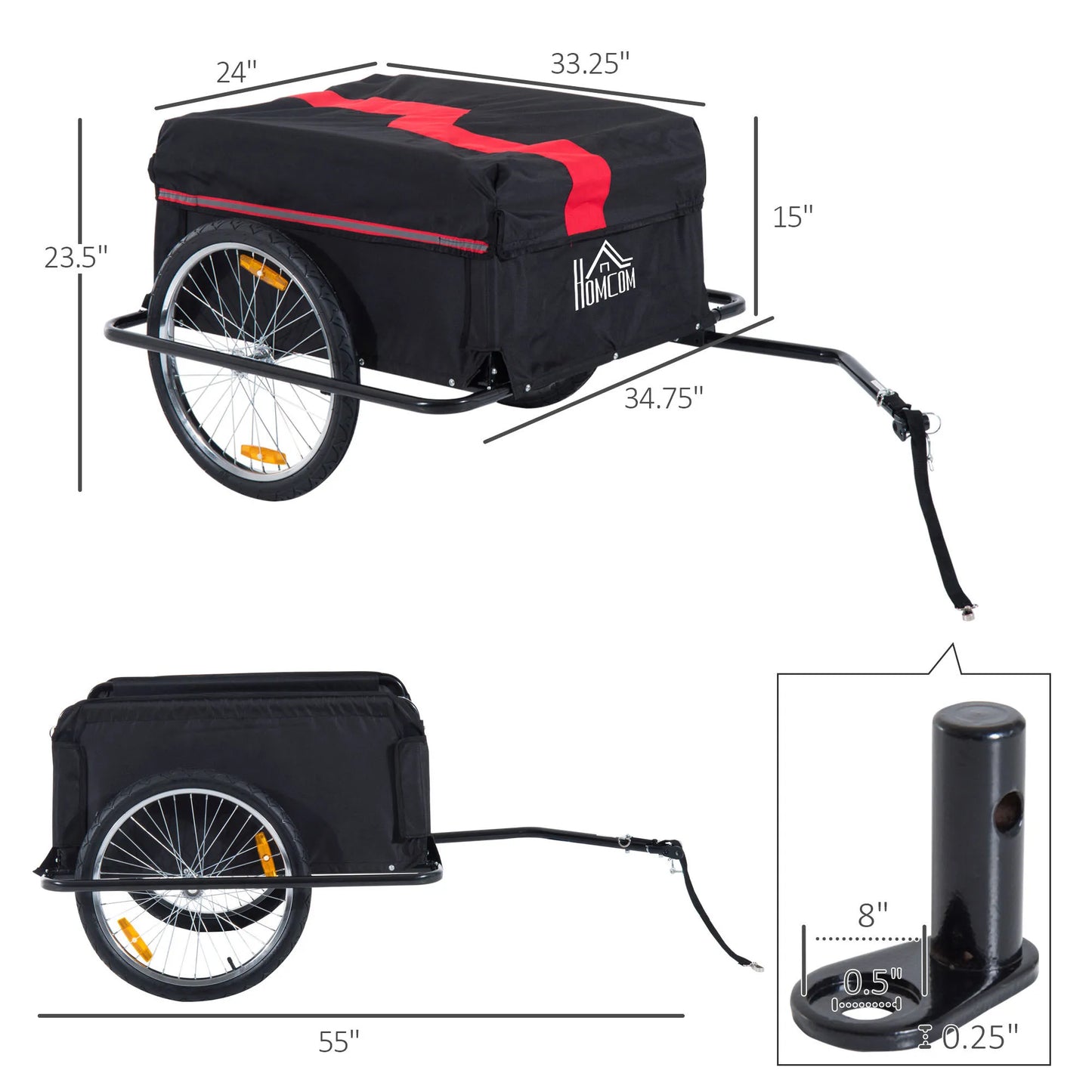 Two-Wheel Bicycle Large Cargo Trailer with Folding Storage