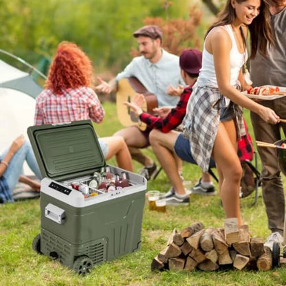 Car Refrigerator with Wheels 53-Quart Electric Cooler 12V