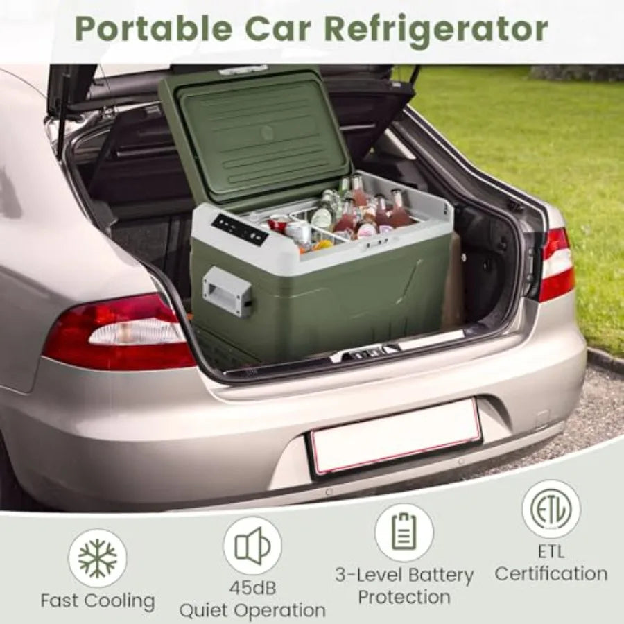 Car Refrigerator with Wheels 53-Quart Electric Cooler 12V