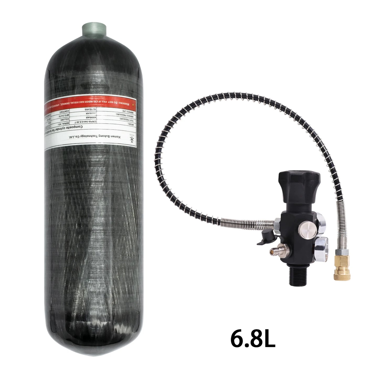 TUXING 4500Psi 300Bar 6.8L Carbon Fiber Cylinder HPA Tank High Pressure Fill Station Valve Charging Regulator Valve M18*1.5
