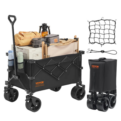 Collapsible Folding Wagon with All-Terrain Wheels Drink Holders