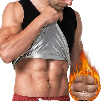 Men Sweat Suit Short Sleeve Compression T-Shirt Weight Loss Body Shaper
