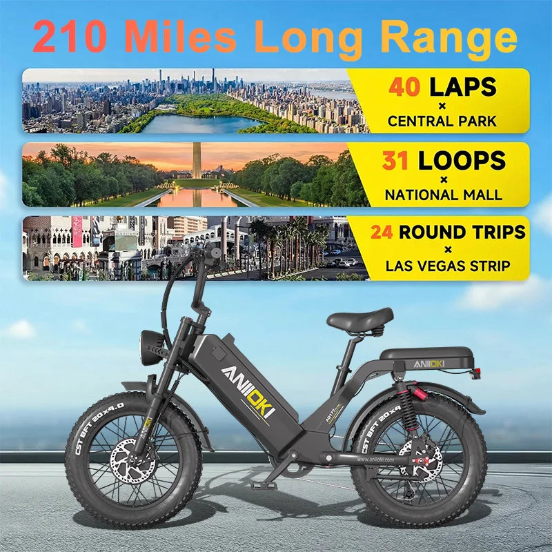 Electric bike 2800W Dual Motor 52V 70Ah Electric Bicycl 32mph Long-range Electric Bicycle ANIIOKI AQ177 AWD Adult E Bike