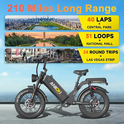 Electric bike 2800W Dual Motor 52V 70Ah Electric Bicycl 32mph Long-range Electric Bicycle ANIIOKI AQ177 AWD Adult E Bike