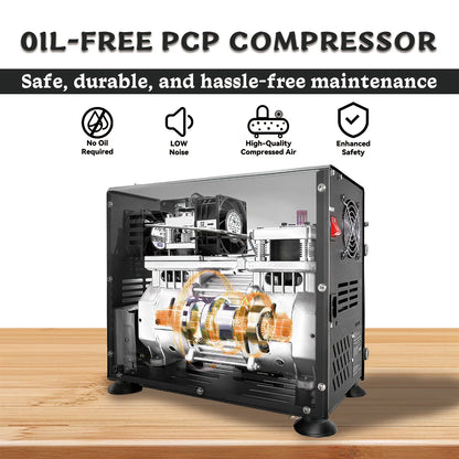 TUDIVING-4500Psi Diving Compressor,800W Dual-Cylinder PCP Air Compressor,High Pressure Compressor for Fill a 2L Diving Tank