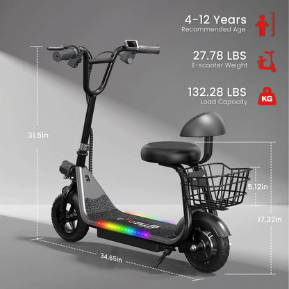 Spacewalk Kids Electric Scooter with Bluetooth Speaker