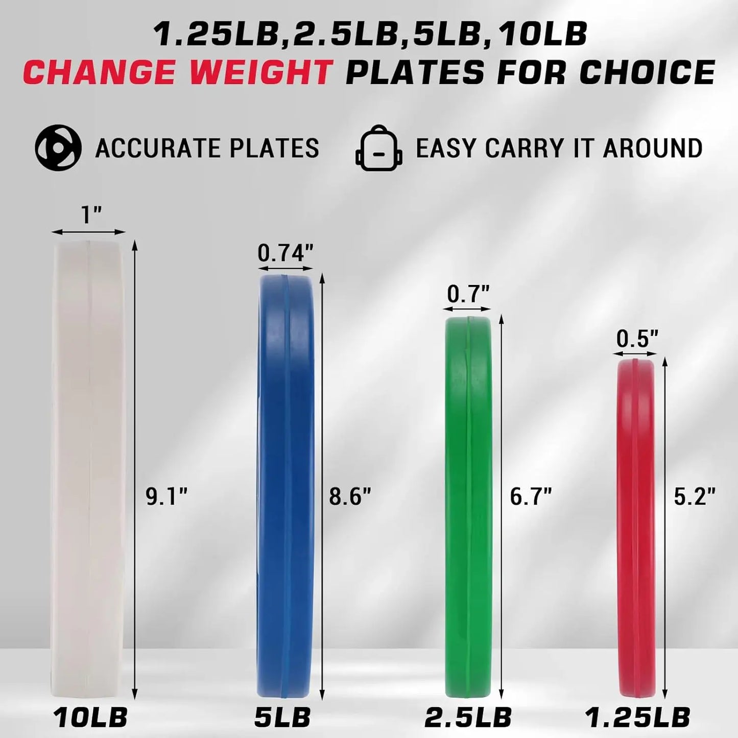 2PCS 1.25LB 2.5LB 5LB 10LB for Weight Lifting