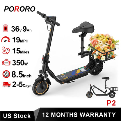 8.5'' Electric Scooter with Seat & Basket
