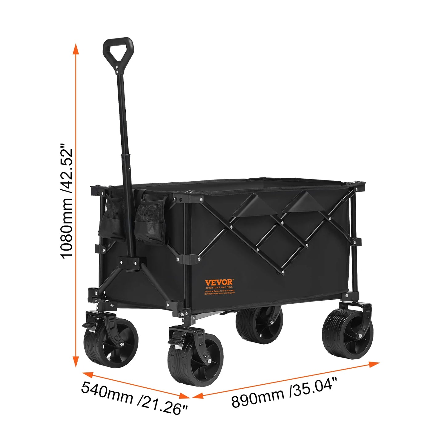 Collapsible Folding Wagon with All-Terrain Wheels Drink Holders
