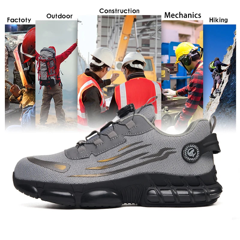Anti-puncture and anti-skid steel toe outdoor work shoes