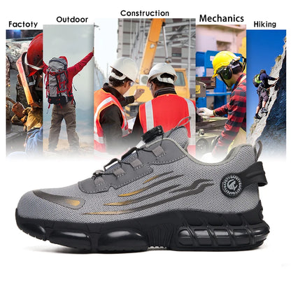 Anti-puncture and anti-skid steel toe outdoor work shoes