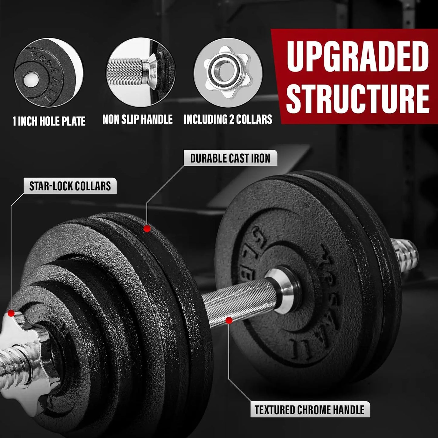 Adjustable Dumbbell Set with Weight Plates, 40lbs to 200lb
