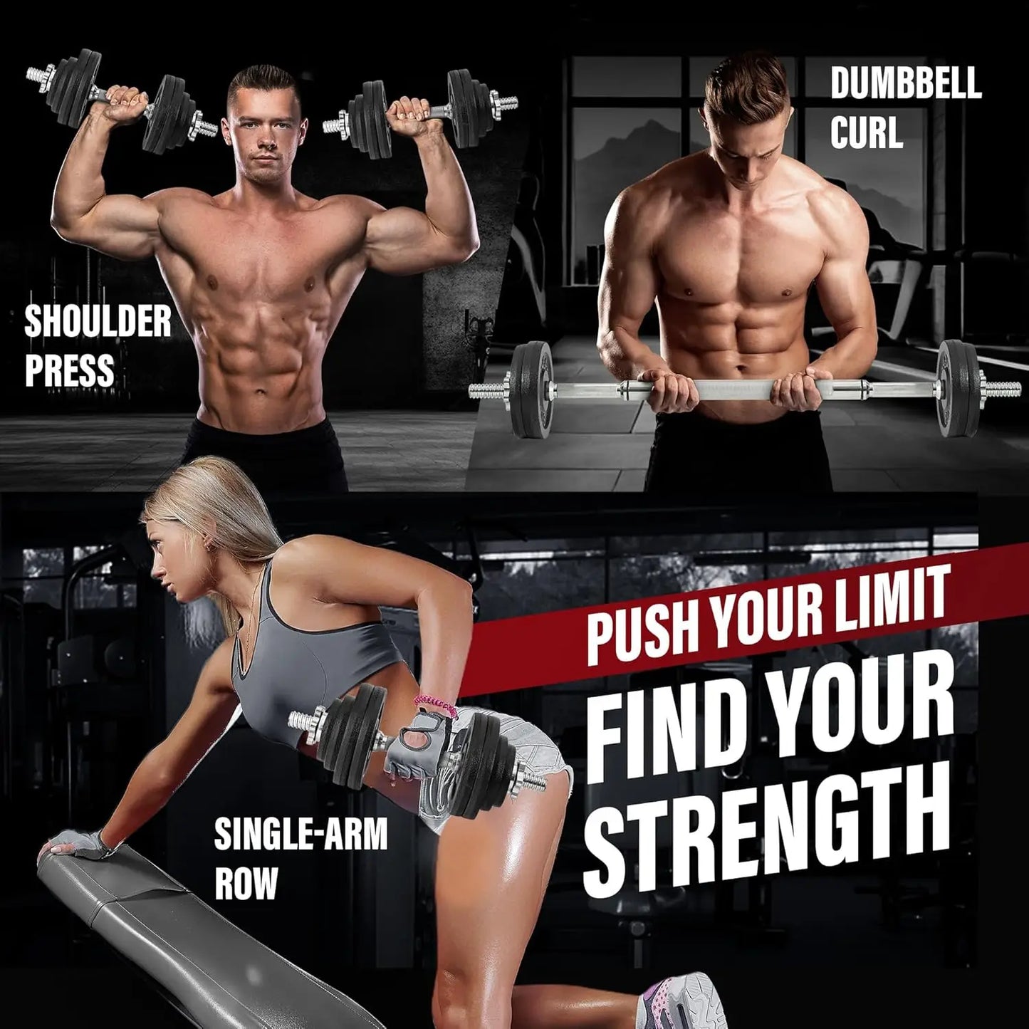 Adjustable Dumbbell Set with Weight Plates, 40lbs to 200lb