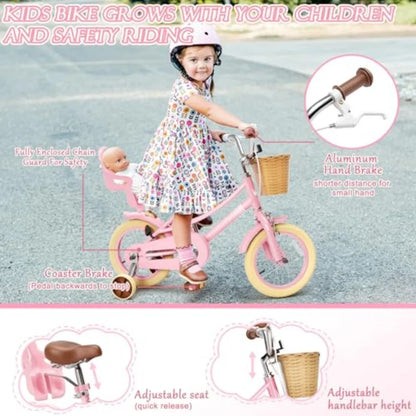 12 Inch Girls Bike with Training Wheels for 2-12 Years Old