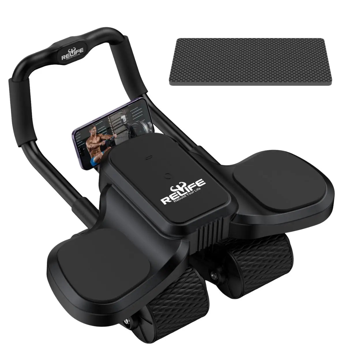 2 in 1 Ab Wheel Roller with Elbow Support & Knee Mat