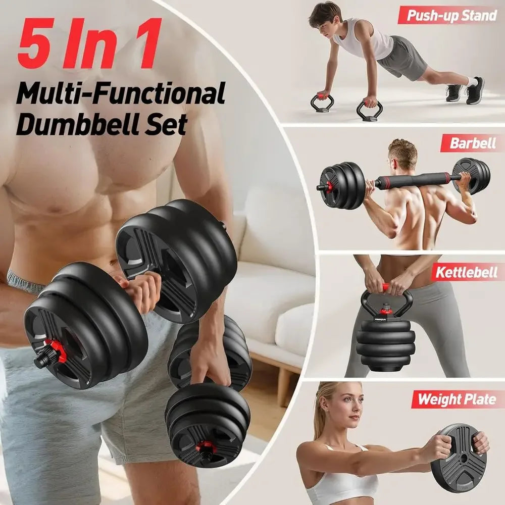 Multi-Weight Dumbbells Set:  5-in-1 Design for Home Gym Use