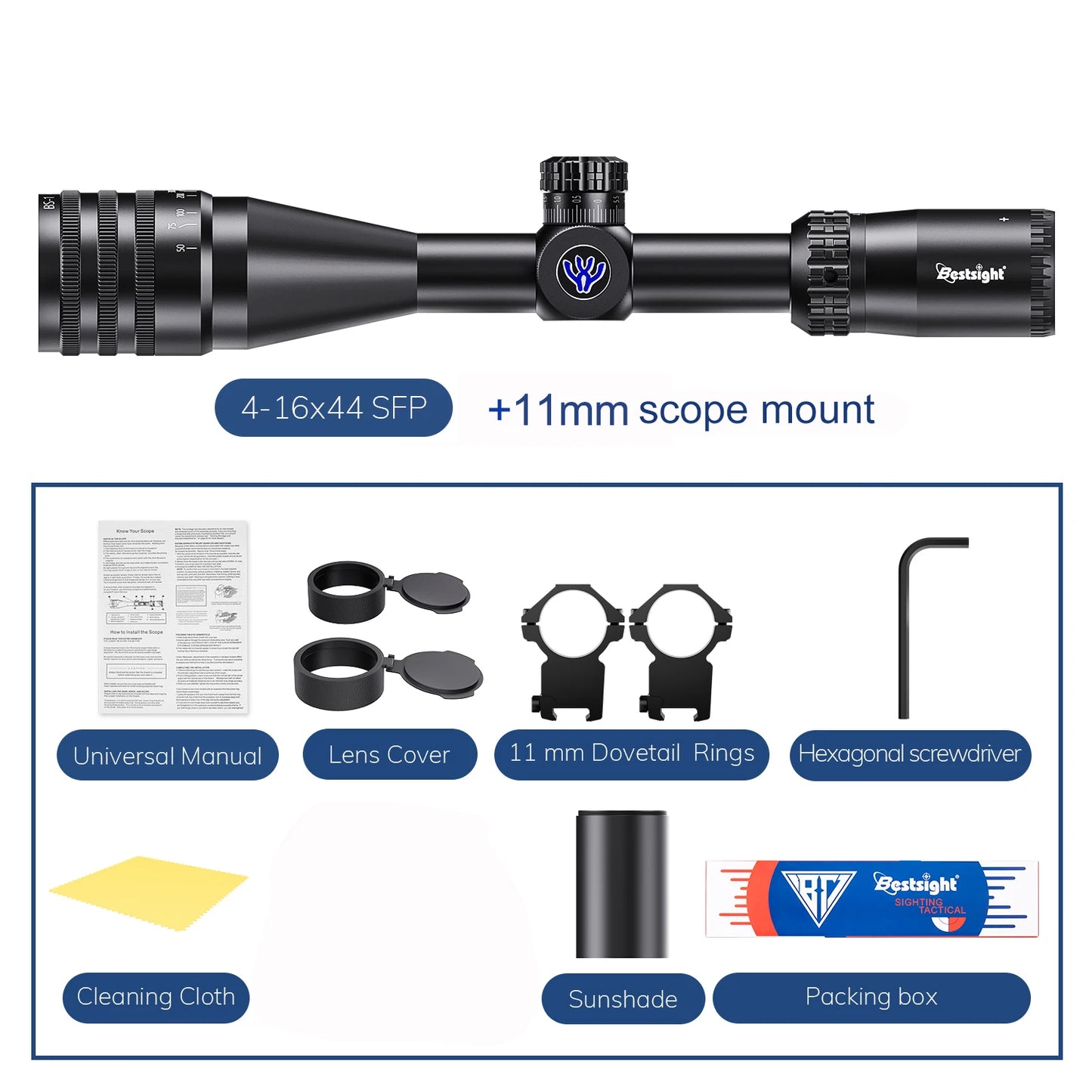 Tactical 4-16x44 AOE Scope Hunting Scopes Red Green Illuminated Sight
