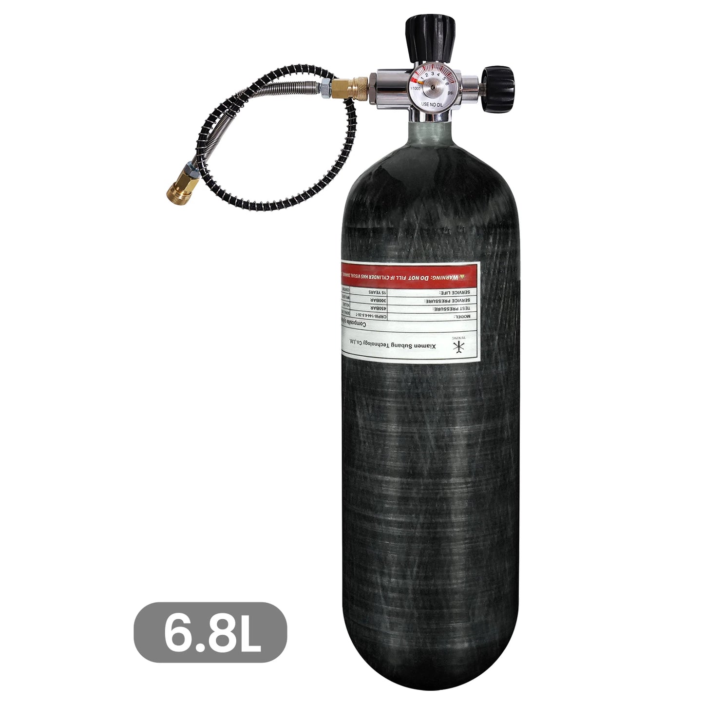 6.8L Carbon Fiber Cylinder with Regulating Valve HPA Tank 4500psi High Pressure Cylinder for Scuba Diving
