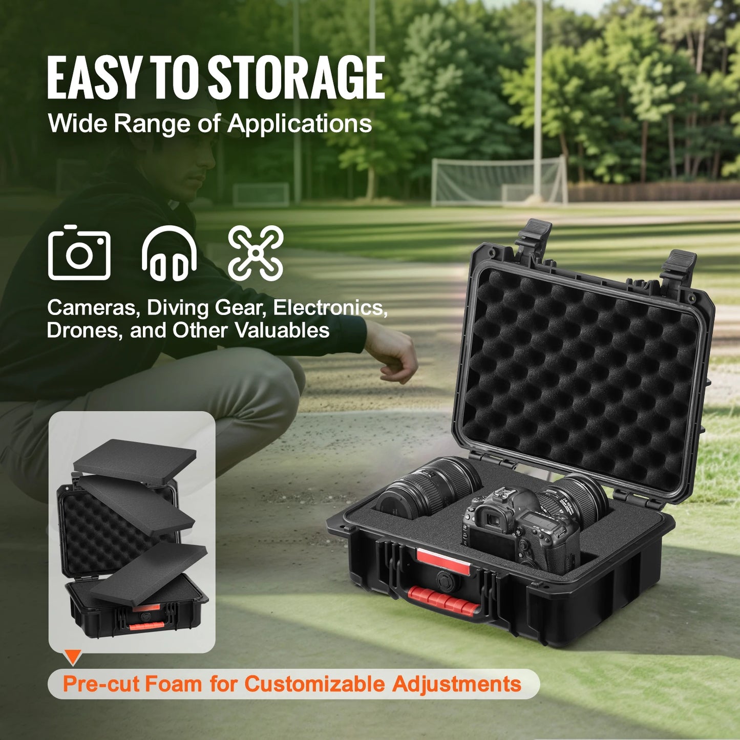 Weatherproof Heavy Duty Protective Case w/ Pre-cut Foam