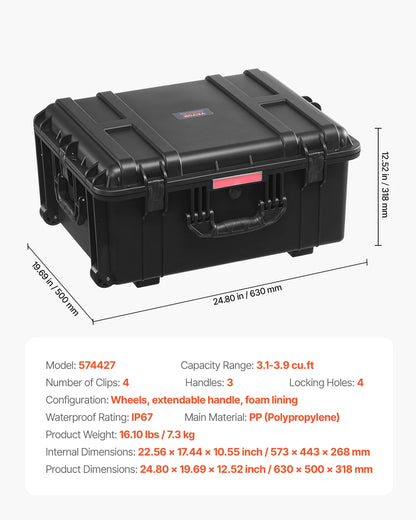 Weatherproof Heavy Duty Protective Case w/ Pre-cut Foam
