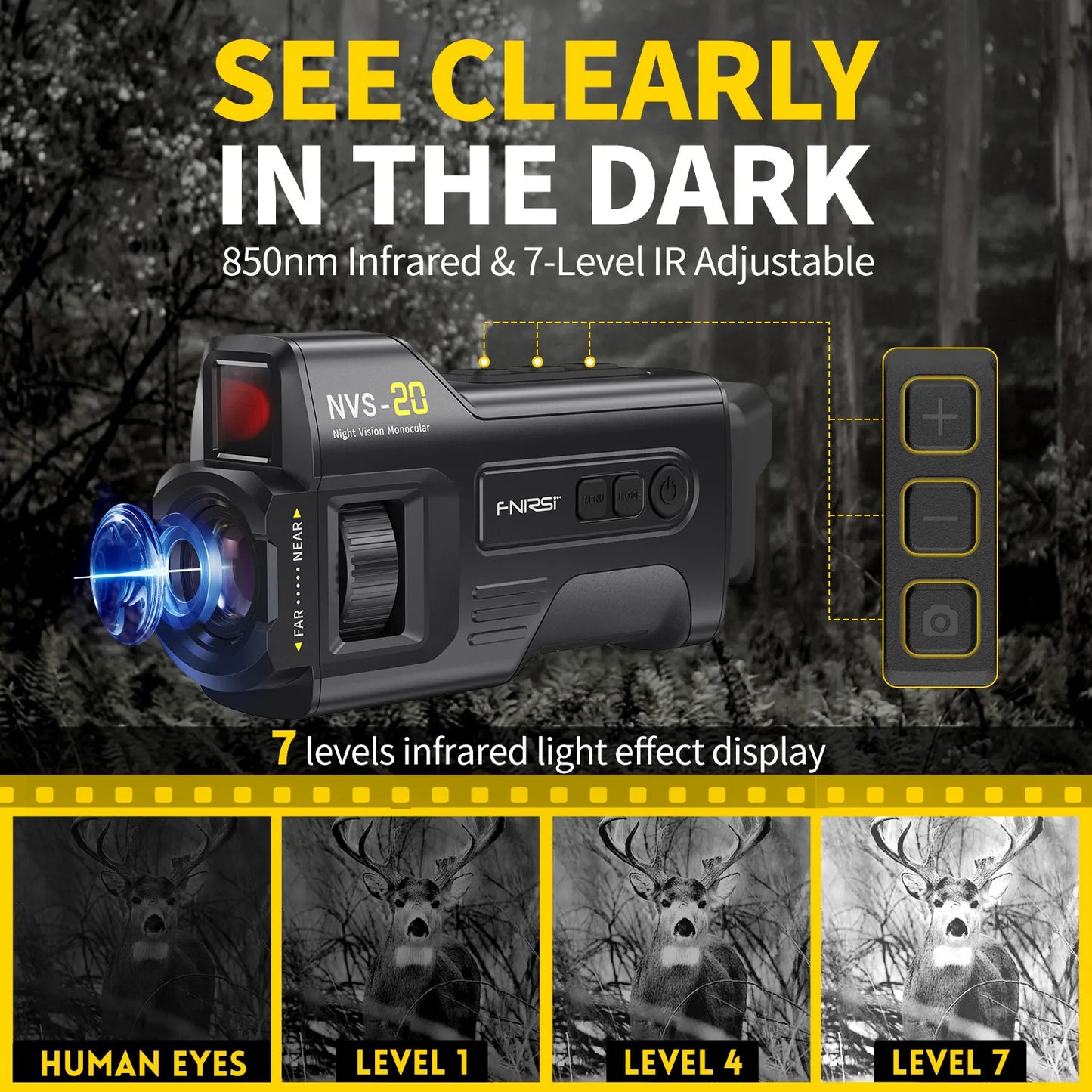 Telescope NVS-20 4K HD Monocular Night Vision Goggles 6X Digital Zoom 300m