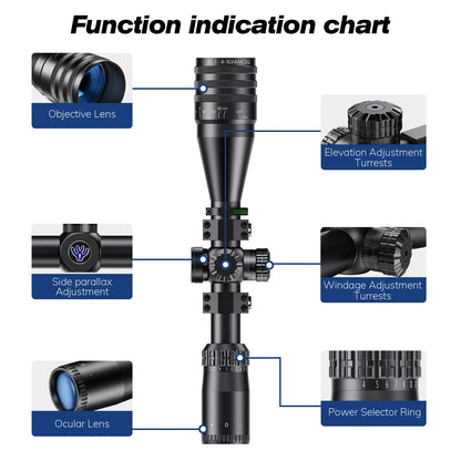 Tactical 4-16x44 AOE Scope Hunting Scopes Red Green Illuminated Sight