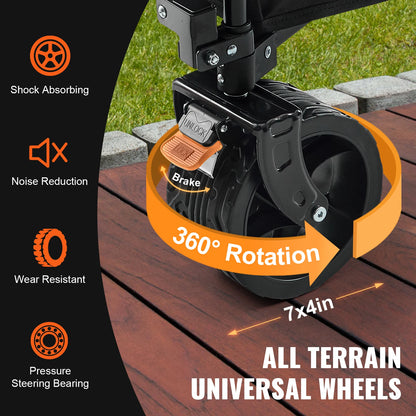 Collapsible Folding Wagon with All-Terrain Wheels Drink Holders