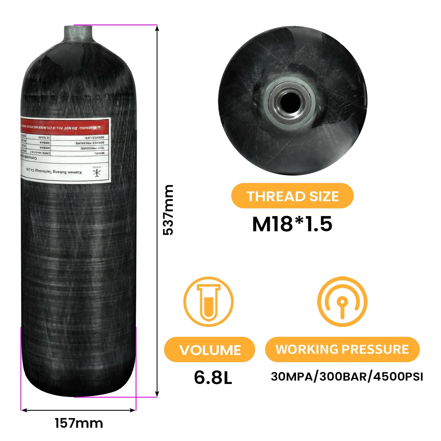 TUXING 4500Psi High Pressure Cylinders Firefighting Scuba Diving Tank