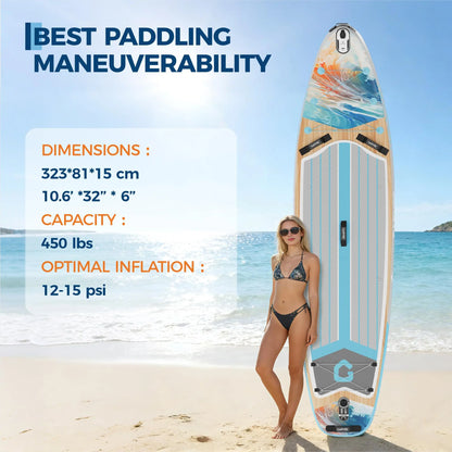 10.6 Ft Inflatable Stand Up Paddle Board 450LBS Capacity