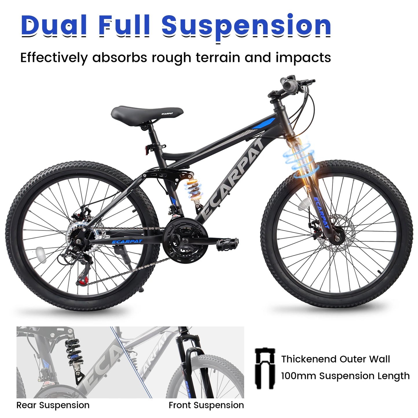 Full Suspension Mountain Bike 24/26/27.5 Inch,