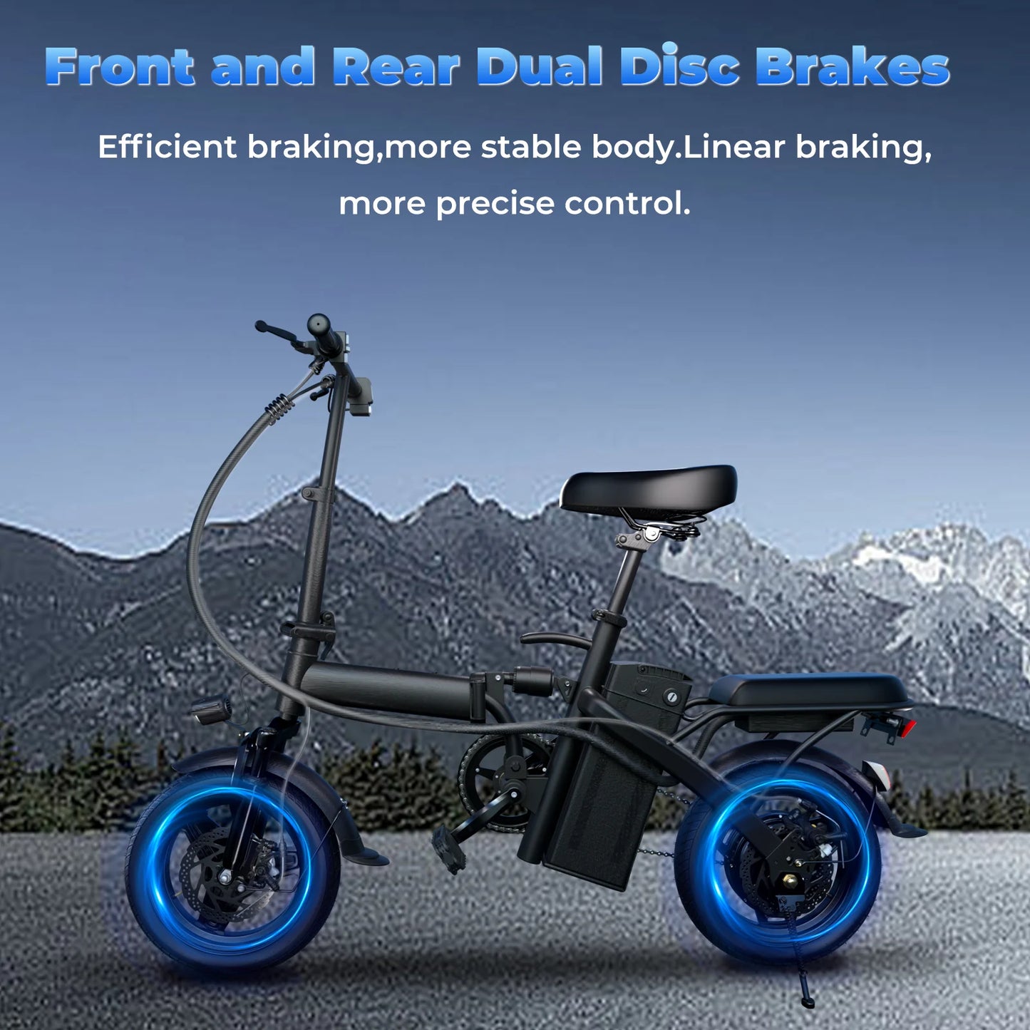Adult Electric Bike, 20 MPH, 48V 14 Inch Folding Bike,