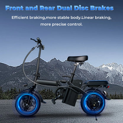 Adult Electric Bike, 20 MPH, 48V 14 Inch Folding Bike,