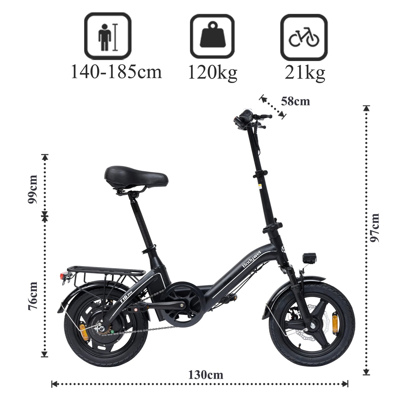Adult Electric Bike 14" Foldable eBike,