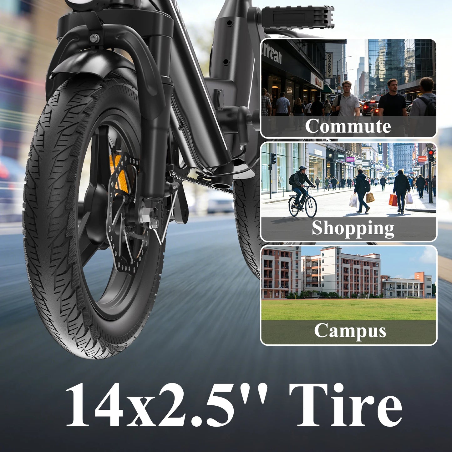 Adult Electric Bike 14" Foldable eBike,