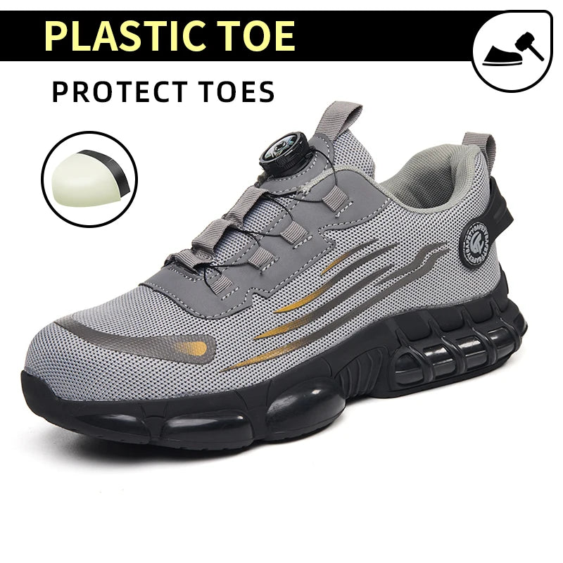 Anti-puncture and anti-skid steel toe outdoor work shoes