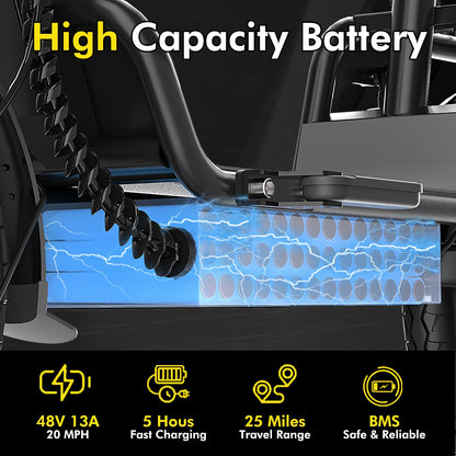 48V 10Ah Electric Bike Escooter with rack & Rear Basket for Adults
