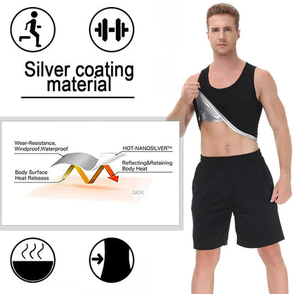Men Sweat Suit Short Sleeve Compression T-Shirt Weight Loss Body Shaper