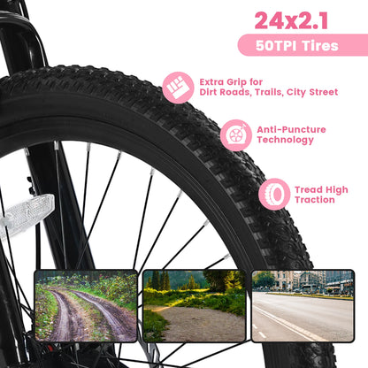 Mountain Bike 24 26 Inch Wheels, 21-Speed Disc