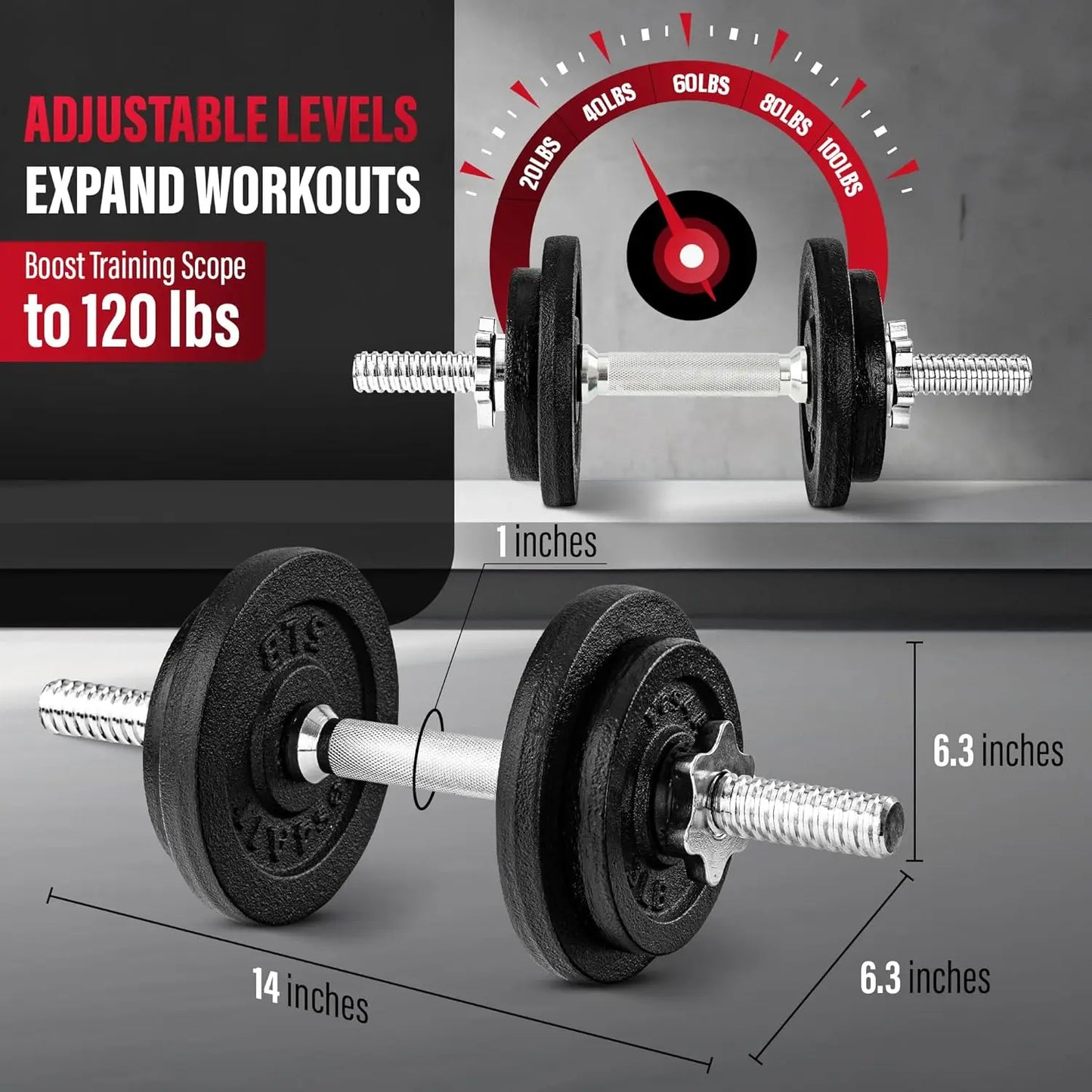 Adjustable Dumbbell Set with Weight Plates, 40lbs to 200lb