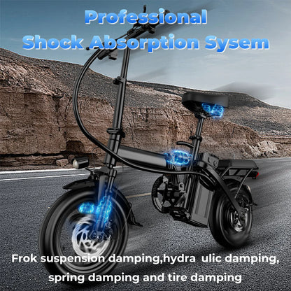 Adult Electric Bike, 20 MPH, 48V 14 Inch Folding Bike,