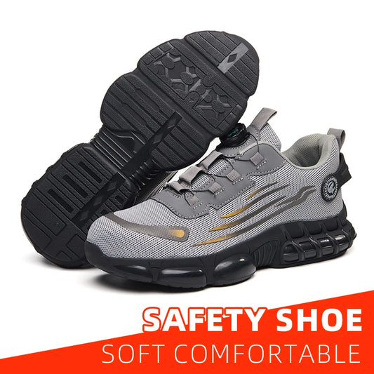 Anti-puncture and anti-skid steel toe outdoor work shoes