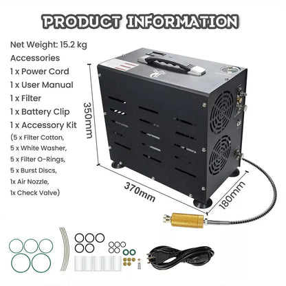 TUDIVING-4500Psi Diving Compressor,800W Dual-Cylinder PCP Air Compressor,High Pressure Compressor for Fill a 2L Diving Tank