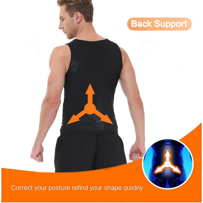 Men Sweat Suit Short Sleeve Compression T-Shirt Weight Loss Body Shaper