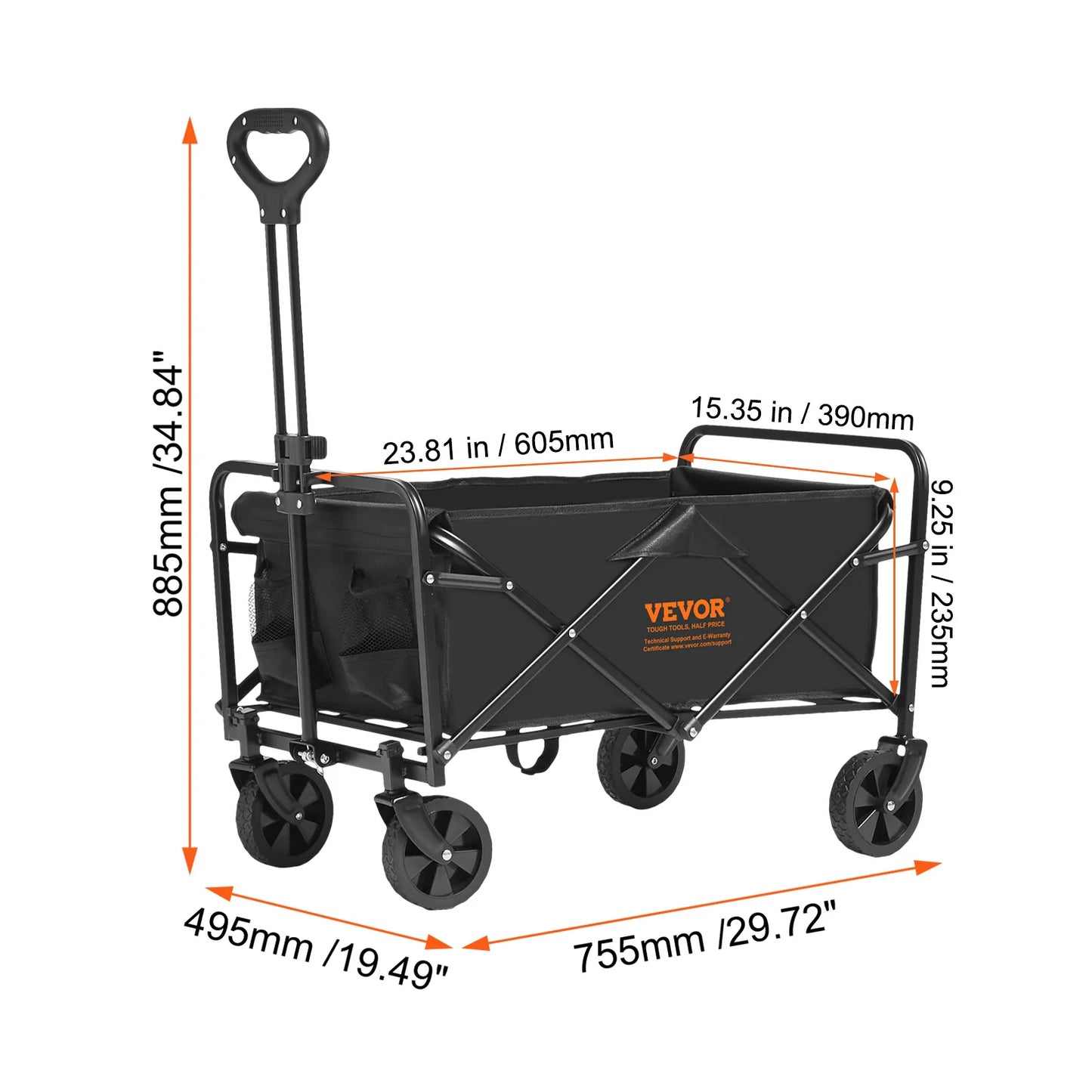 Collapsible Folding Wagon with All-Terrain Wheels Drink Holders
