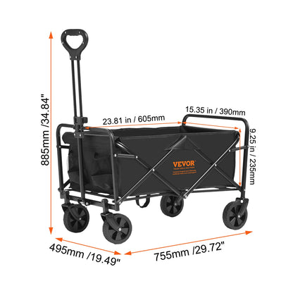 Collapsible Folding Wagon with All-Terrain Wheels Drink Holders